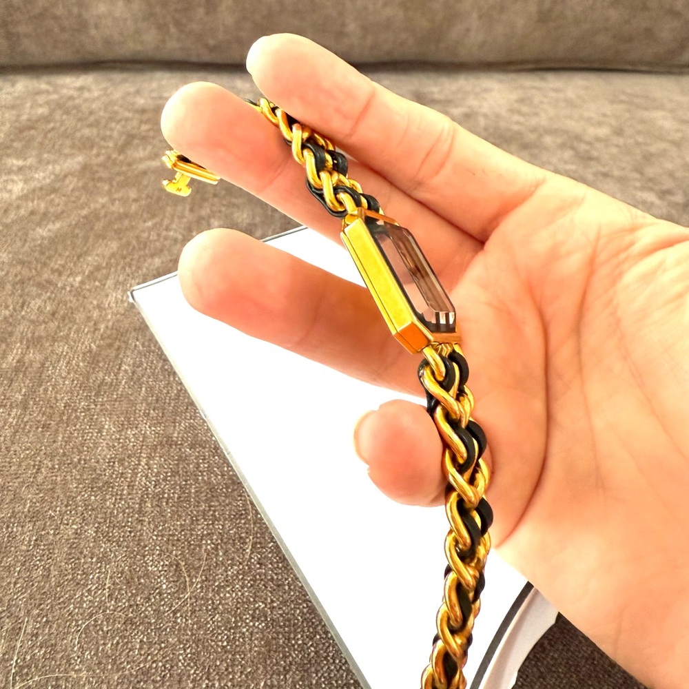 Authentic CHANEL Premiere watch size Medium M gold and black leather bracelet - Picture 7 of 16